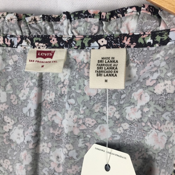 Levi’s Floral Puff Shoulder Cropped Blouse Medium - Picture 7 of 7
